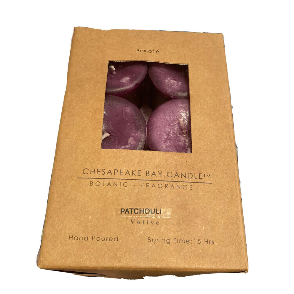 Chesapeake Bay Candles Botanic Fragrance Tea Size Purple Patchouli Vtg Box of 6